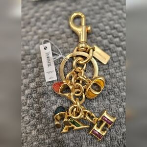 Coach Gold-Tone Multicolor Enamel Charm Keychain
